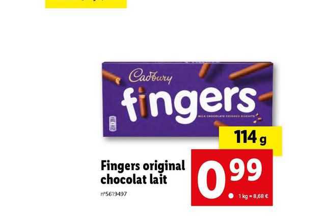 fingers original chocolat lait