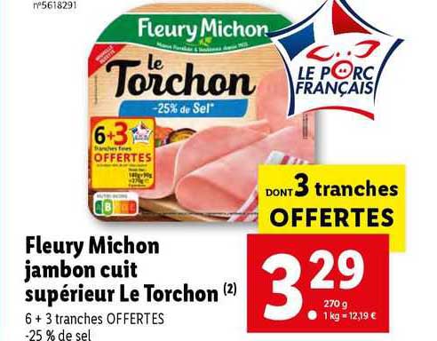 fleury michon jambon cuit supérieur le torchon