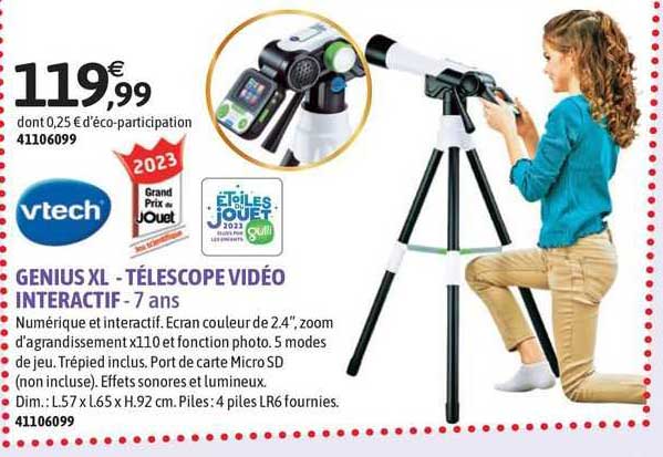 genius xl - télescope vidéo interactif - vtech - 7 ans