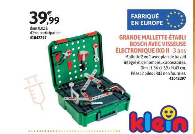 grande mallette-établi bosch avec visseuse électronique ixo ii klein