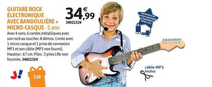 Guitare Rock électronique Avec Bandoulière + Micro-casque - 5 Ans