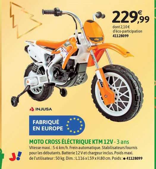 injusa moto cross éléctrique ktm 12v - 3 ans