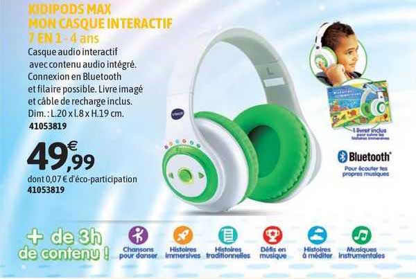 kidipods max mon casque interactif 7 en 1
