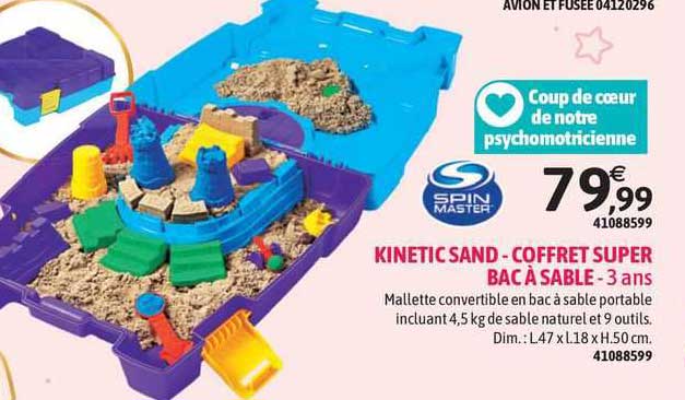 kinetic sand - coffret super bac à sable spin master - 3 ans