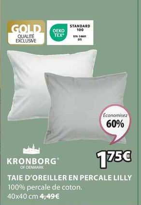 kronborg taie d'oreiller en percale lilly