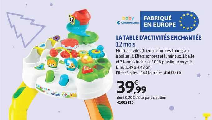 la table d'activités enchantée