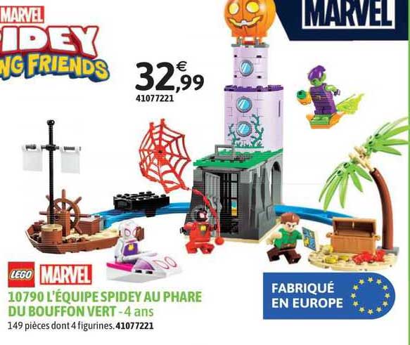 lego marvel 10790 l'équipe spidey au phare du bouffon vert