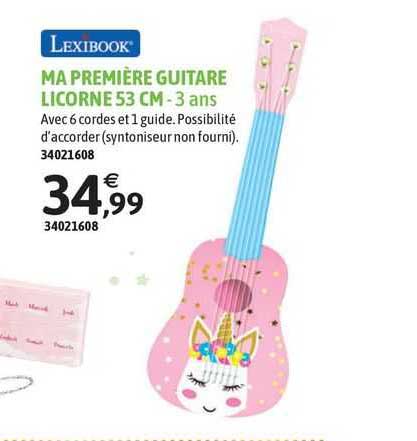 lexibook ma première guitare licornes 53. cm - 3 ans