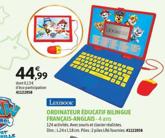Lexibook Ordinateur éducatif Bilingue Français-anglais