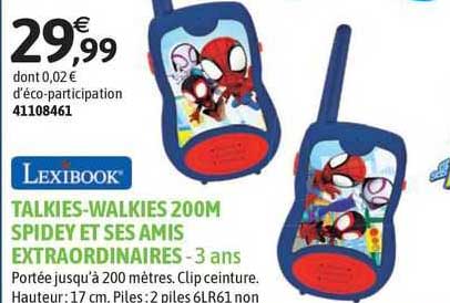 lexibook talkies-walkies 200m spidey et ses amis extraordinaires