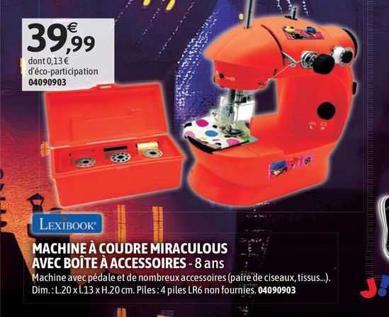 machine à coudre miraculous avec boîte à accesoires lexibook