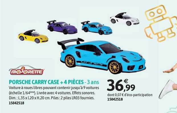 majorette porsche carry case + 4 pièces - 3 ans