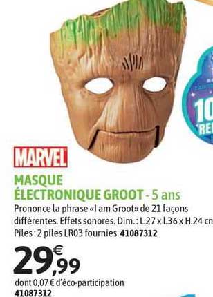 marvel masque électronique groot - 5 ans