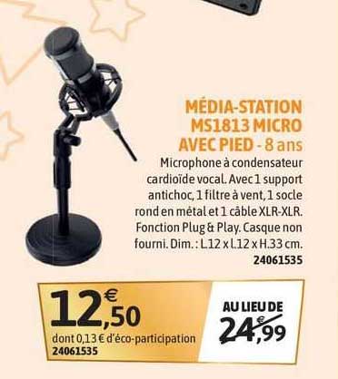 média-station ms1813 micro avec pied - 8 ans