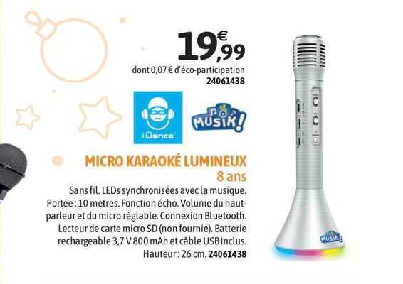 micro karaoké lumineux 8 ans