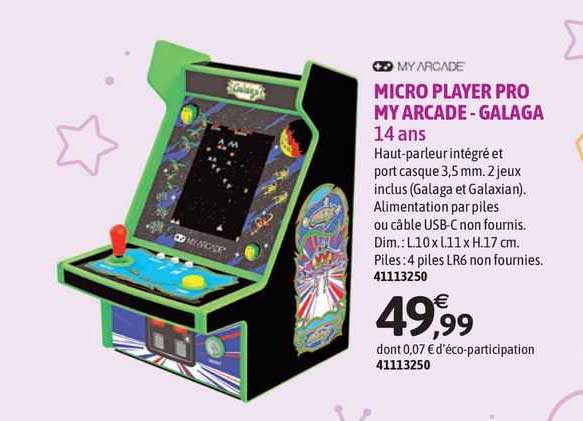 micro player pro my arcade - galaga 14 ans