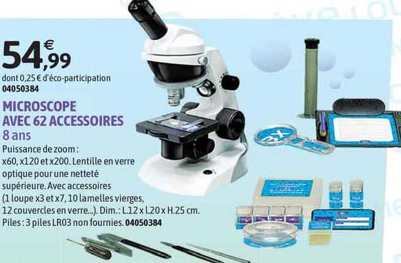 microscope avec 62 accessoires 8 ans