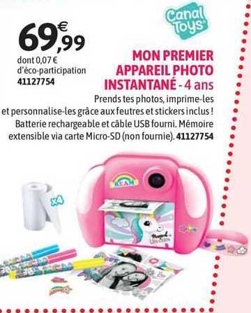 mon premier appareil photo intantané canal toys - 4 ans