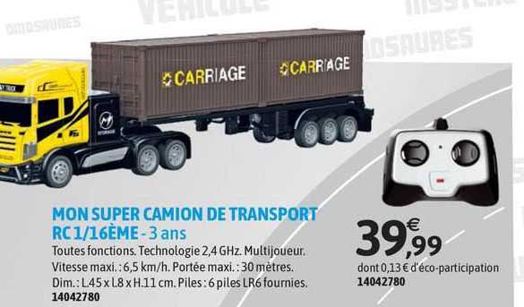 mon super camion de transport rc 1/16ème
