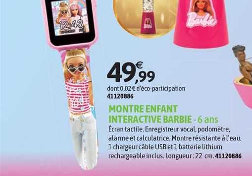 montre enfant interactive barbie