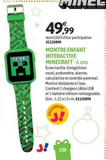 montre enfant interactive minecraft