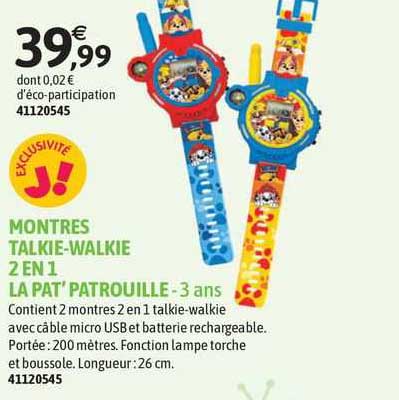 montres talkie-walkie 2 en 1 la pat'patrouille