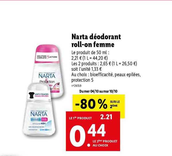 narta déodorant roll-on femme