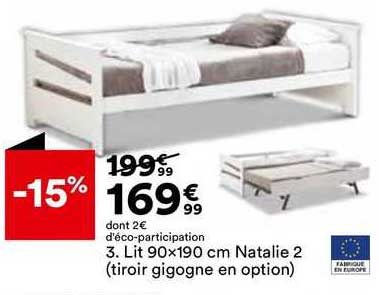 lit natalie 2 (tiroir gigogne en option)