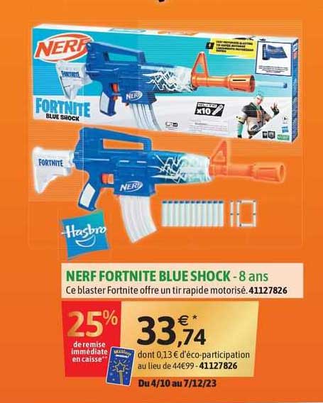 nerf fortnite blue shock - 8 ans
