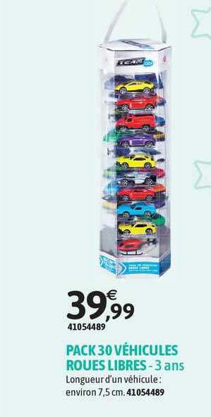 pack 30 véhicules roues libres - 3 ans