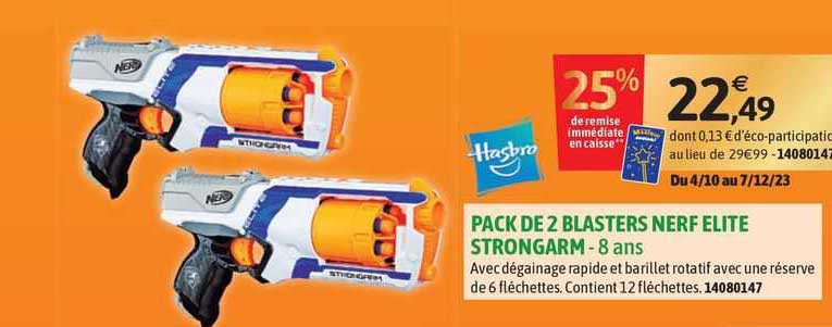 pack de 2 blasters nerf elite strongarm - 8 ans