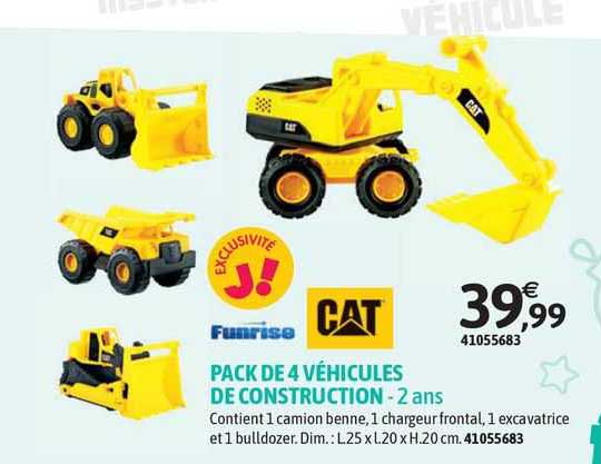 pack de 4 véhicules de construction - funrise - 2 ans