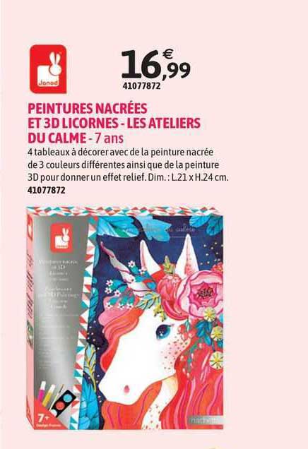 peintures nacrées et 3d licornes - les ateliers du calme janed