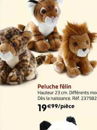 peluche félin hauteur 23 cm