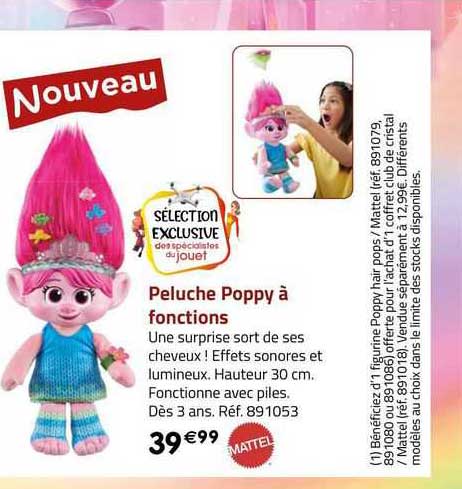 peluche poppy à fonctions