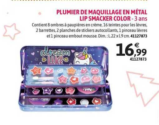 plumier de maquillage en métal lip smacker color - 3 ans