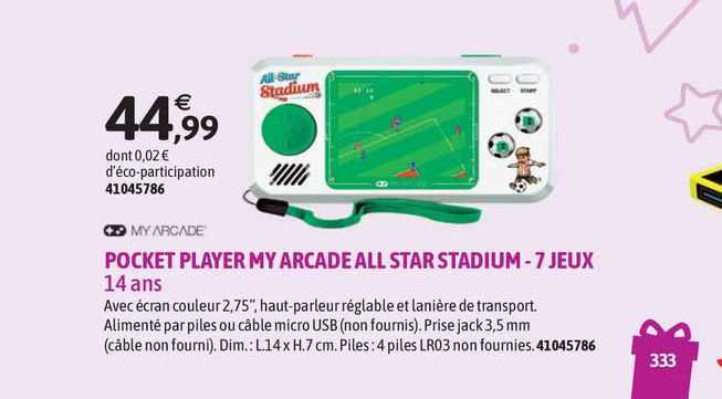pocket player my arcade all star stadium - 7 jeux 14 ans