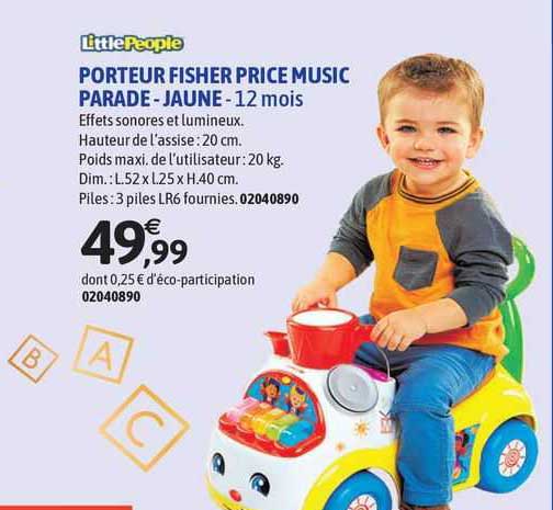 porteur fisher price music parade - jaune