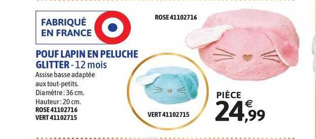 pouf lapin en peluche glitter
