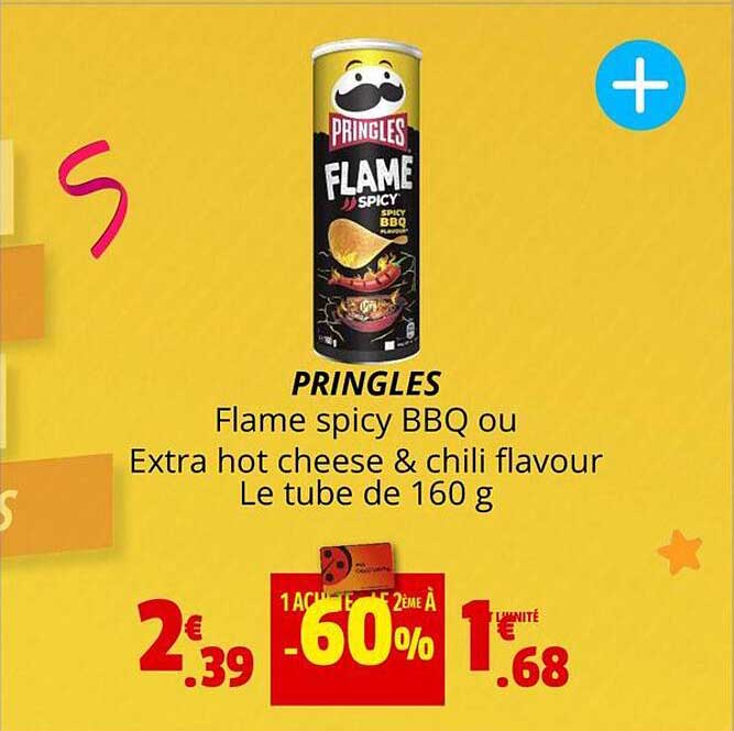 pringles flame spicy bbq ou extra hot cheese & chili flavour