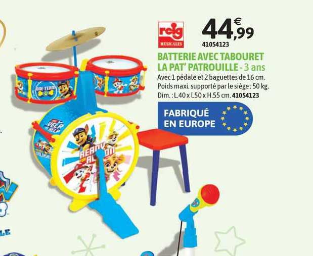reig batterie avec tabouret la pat' patrouille