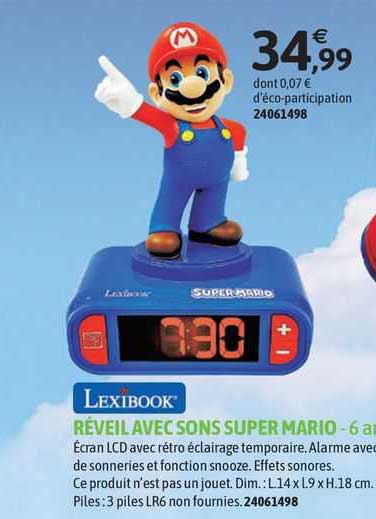 réveil avec sons super mario lexibook