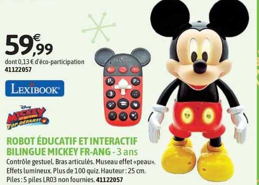 Robot éducatif Et Interactif Bilingue Mickey Fr-ang - 3 Ans