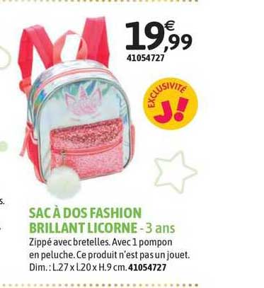 sac à dos fashion brillant licorne