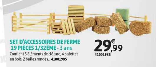 set d'accessoires de ferme 19 pièces 1-32 ème