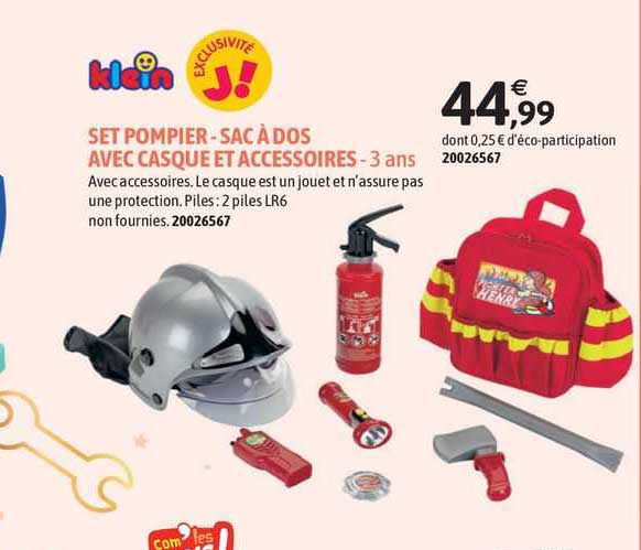 Set Pompier - Sac à Dos Avec Casque Et Accessoires Klein