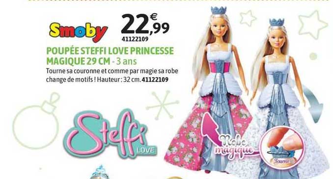 smoby poupée steffi love princesse magique 29 cm