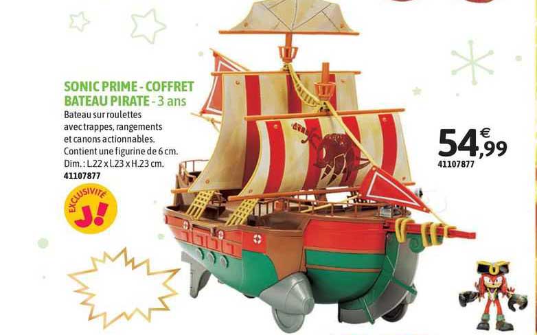 sonic prime - coffret bateau pirate - 3 ans