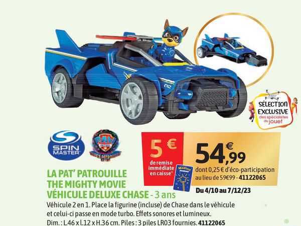 spin master la pat' patrouille the mighy movie véhicule deluxe chase