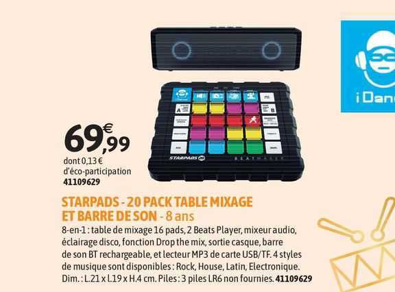 starpads - 20 pack table mixage et barre de son - 8 ans